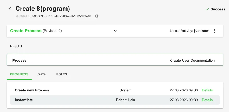 <p>The deployment flow completes in a process instance.</p>